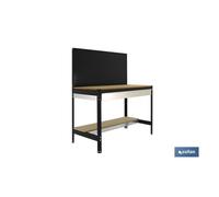 Banco de trabajo con cajón y panel antracita madera l-1210 mm
