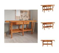Banco de trabajo con cajones y tornillos, 192x62x83 cm, madera de acacia - Bancos de trabajo