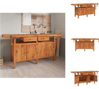 Banco de trabajo con cajones y tornillos, 192x62x83 cm, madera de acacia - Bancos de trabajo