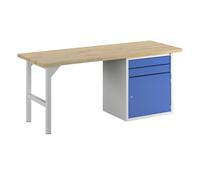 Banco de trabajo en sistema modular 2 cajones, 1 puerta