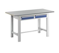 Banco de trabajo en sistema modular eurokraft basic, anchura de tablero 1500 mm, 2 cajones