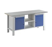 Banco de trabajo en sistema modular eurokraft basic, anchura de tablero 1850 mm, 2 cajones, 2 puertas