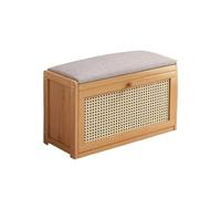 Banco de zapatos de 2 niveles con asiento acolchado de lino, estante de almacenamiento ajustable para entrada, pasillo y vestíbulo, solución para ahorrar espacio