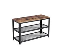 VASAGLE Banco Zapatero, Zapatero con Banco, Banco para Zapatos, Organizador con 2 Estantes, 30 x 73 x 45 cm, para Pasillo, Sala de Estar, Acero, Estilo Industrial, MarrÓn RÚstico y Negro LBS73X