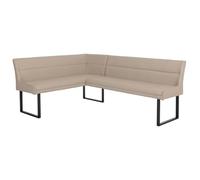 Banco esquinero HWC-O81, banco de comedor, piel sintética y metal, 158 x 209 cm, color beige