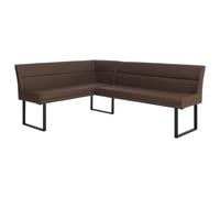 Banco esquinero HWC-O81, banco de comedor, piel sintética y metal, 158 x 209 cm, color marrón