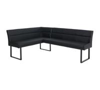Banco esquinero HWC-O81, banco de comedor, piel sintética y metal, 158 x 209 cm, color negro