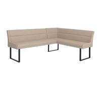 Banco esquinero HWC-O81, banco de comedor, piel sintética y metal, 209 x 158 cm, color beige