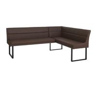 Banco esquinero HWC-O81, banco de comedor, piel sintética y metal, 209 x 158 cm, color marrón