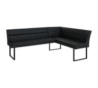 Banco esquinero HWC-O81, banco de comedor, piel sintética y metal, 209 x 158 cm, color negro