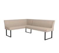 Banco esquinero HWC-O82, banco de comedor, piel sintética y metal, 159 x 210 cm, color beige