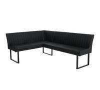Banco esquinero HWC-O82, banco de comedor, piel sintética y metal, 159 x 210 cm, color negro
