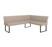 Banco esquinero HWC-O82, banco de comedor, piel sintética y metal, 210 x 159 cm, color beige