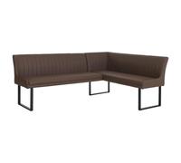 Banco esquinero HWC-O82, banco de comedor, piel sintética y metal, 210 x 159 cm, color marrón