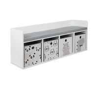 Relaxdays Banco infantil con 4 cajas blanco,gris