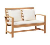 Banco Marrón Y Crema 110 X 66 X 76 Cm Madera De Teca Maciza Vidaxl