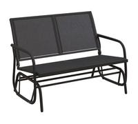 Banco Mecedora Jardín Acero Y Textilene Negro 120,5x76x86,5 Cm Vidaxl