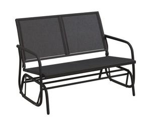 Banco Mecedora Jardín Acero Y Textilene Negro 120,5x76x86,5 Cm Vidaxl