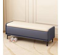 Banco moderno para sala de estar y entrada, otomana con zapato y asiento de ventana, piel sintética versátil en azul Bei (100 cm / 40in)