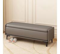 Banco multifuncional gris para sala de estar y entrada, otomana para zapatos, asiento de ventana y vestíbulo, 110 cm / 44in, piel de hogar Slish