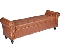 Banco otomano con tapa acolchada y espacio de almacenamiento, banco con reposabrazos curvos y tapizado en cuero sintético, con patas de madera maciza. Banco moderno para zapatos, ideal para la entrada