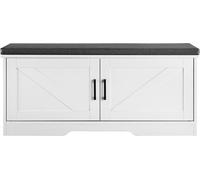 Banco para guardar zapatos, 1000 x 355 x 460 mm. Organizador de zapatos con cojín acolchado para el asiento. Banco para la entrada con 2 puertas correderas y estante de altura ajustable, ideal para pa