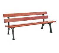 Banco para parques, armazón macizo de fundición superficie de asiento y respaldo de madera de abeto