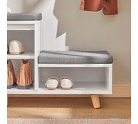 Banco para zapatos blanco - Banco de almacenamiento con 3 compartimentos y asiento - 101x46 cm