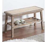 Banco para zapatos con asiento, banco de madera, madera natural