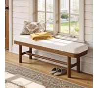 Banco para zapatos de madera maciza, 140 cm. Banco tapizado rústico, banco moderno para el pasillo con cojín, suave y agradable al tacto. Banco para el dormitorio, ideal para el salón o el comedor