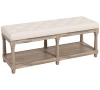 Banco para zapatos - Estante para zapatos - Banco con espacio de almacenamiento - Banco con asiento - Mueble para recibidor - Tapizado en lino color beige
