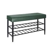 Relaxdays Banco para zapatos con 2 estantes verde oscuro,negro
