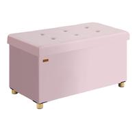 Banco plegable de terciopelo rosa 76x38x42cm con espacio para guardar cosas