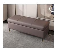 Banco reclinable de piel sintética extra largo para sala de estar y entrada, reposapiés de piel sintética con cofre versátil para cama y decoración del hogar (café)