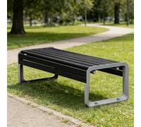 Banco resistente a la intemperie de 120 cm - 2 - 3 plazas para patio, elegante silla de jardín negra para césped y terraza, fácil montaje, perfecto para uso en jardín y terraza