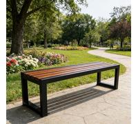 Banco resistente de 400 kg para exteriores, metal galvanizado resistente a la corrosión y madera tratada, anclado al suelo para patio, jardín, parque infantil y terraza
