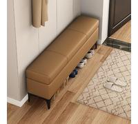 Banco tapizado con Almacenamiento y Asiento de Piel sintética para | Banco otomano estrecho extralargo, diseño moderno, acabado marrón claro, tamaño 60x30x43 cm, ideal para recibidor y