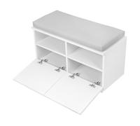 Banco zapatero brande tapizado aglomerado/textil 42x80x35 cm - blanco/gris claro [en.casa]