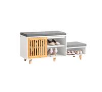 Banco zapatero con 2 estantes y 1 puerta corredera banco de 2 niveles con cojín acolchado de asiento 101 x 35 x 46 cm imagen de producto fsr125-wn sobuy 35 cm