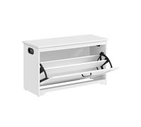 VASAGLE Banco de Zapatos, Zapatero de Entrada con Puerta Plegable, Divisor Interior Ajustable, con Asas Laterales Recortadas, 80 x 30 x 46 cm, Blanco LHS120T10