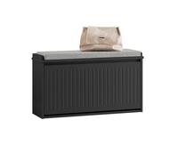 SoBuy FSR98-L Banco para zapatos con asiento, zapatero con almacenamiento, solapa, cojín de asiento, hasta 155 kg Negro
