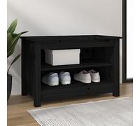 Banco Zapatero, Madera Maciza de Pino, Diseño Elegante, Estante para Zapatos, Banco Zapatero, Zapateros Entrada Recibidor, Shoe Cabinet, Color Negro, 70x38x45.5 cm