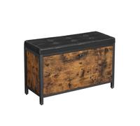 VASAGLE Banco Zapatero, Banco tapizado para Zapatos, con cajón, 2 Filas para 6 Pares de Zapatos, Estructura de Acero, Industrial, Marrón Rústico y Negro LSB049B01