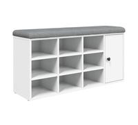 vidaXL Banco zapatero – Asiento con almacenaje, para salón y pasillo, madera de ingeniería blanco