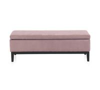 BancoBaúl Tapizado Rosa Pastel Con Patas De Madera Negras El mejor complemento para tu hogar.
