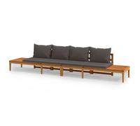 Bancos De Jardín Con Cojines Gris Oscuro 2 Uds Madera Acacia Vidaxl