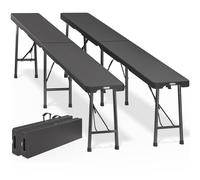 Bancos jardín set de 2 aspecto poliratán 180cm plegables