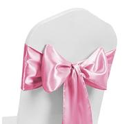 Banda de satén para silla con lazos más anchos y lazos para silla, lazo en la espalda, cinta para decoración de banquetes de boda (rosa claro, 50)