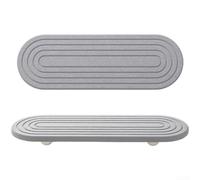 Bandeja cuadrada de diatomita absorbente, almohadilla antideslizante de secado rápido para la colocación diaria de tazas, tapete organizador sostenible para fregadero de cocina, gris medio (gris claro