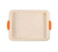 Bandeja cuadrada de silicona antiadherente para tartas de 11 x 8.3 pulgadas para hornear pasteles, tartas de queso, pan de maíz, grado alimenticio, resistente al calor, apto para lavavajillas (beige)